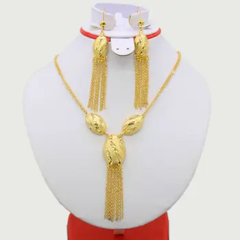 

TWO DESIGH New Arrival Ethiopian Necklace/Earrings Set Jewelry Gold Color Jewelry India/African/Dubai/Nigeria/Arabic/Oman Girls