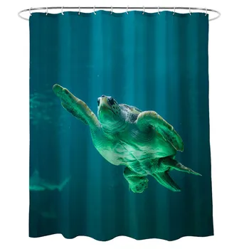 

1.8*1.8m Polyester Terylene In Turtle Print Thickening Curtain Bathroom Curtains Easy Clean Shower Water Proof Curtain