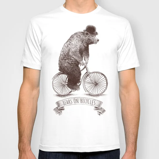 Bears on Bicycles summer short sleeves new fashion t shirt Men clothing Plus Size S M L XL XXL Bears on Bicycles summer short sleeves new fashion t shirt Men clothing Plus Size S M L XL XXL