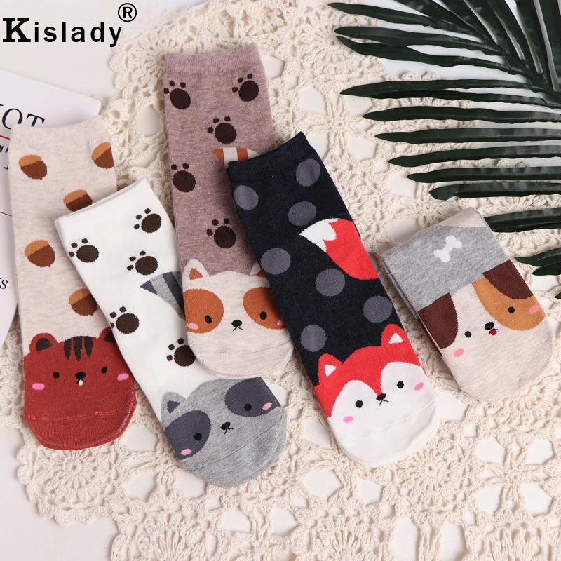 2018 осенние женские носки с милым котом корейские хлопковые мультяшными