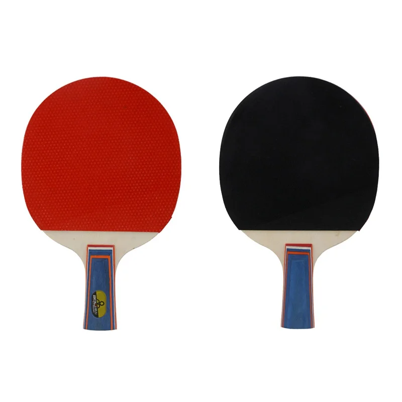 2 pcs المهنية الكربون الألياف الجدول مضارب التنس مع مزدوجة الوجه البثور في المطاط بينغ بونغ مضرب مع 3 كرات