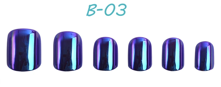 Fengshangmei зеркальные ногти искусственные поддельные ногти металлические отражающие накладные ногти с клеем - Цвет: B03