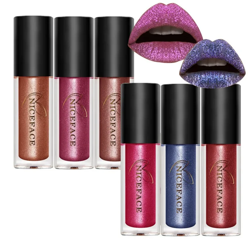 

Diamond Metallic liquid Lipgloss Set Liquid Waterproof Long Lasting Lip Gloss Paint Sexy Pigment Perfect Cosmetic