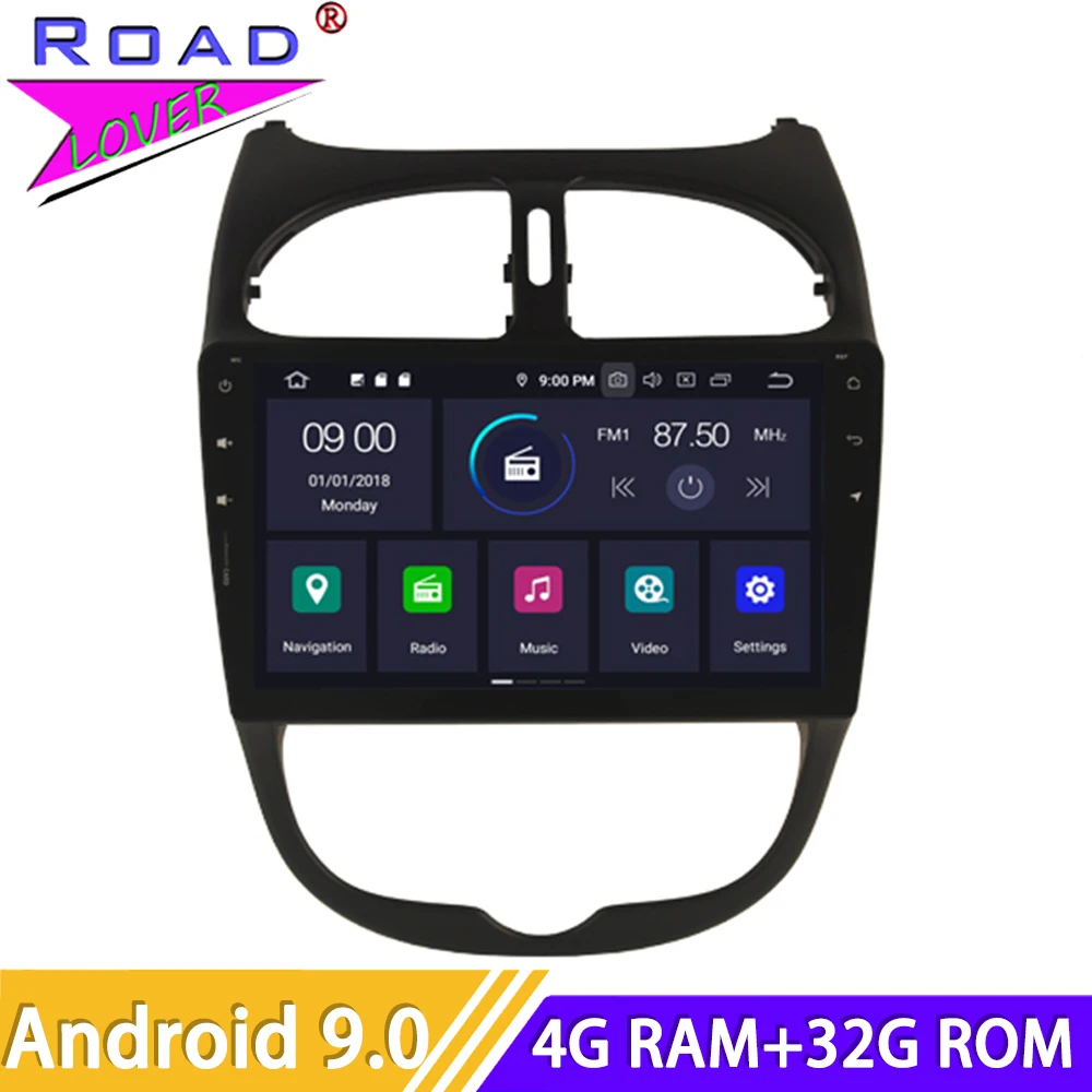 

Android 9.0 Car Radio For Peugeot 206 CC Stereo GPS Navigation 2 Din Autoradio HD Screen Car Head Unit Multimedia DVD Player