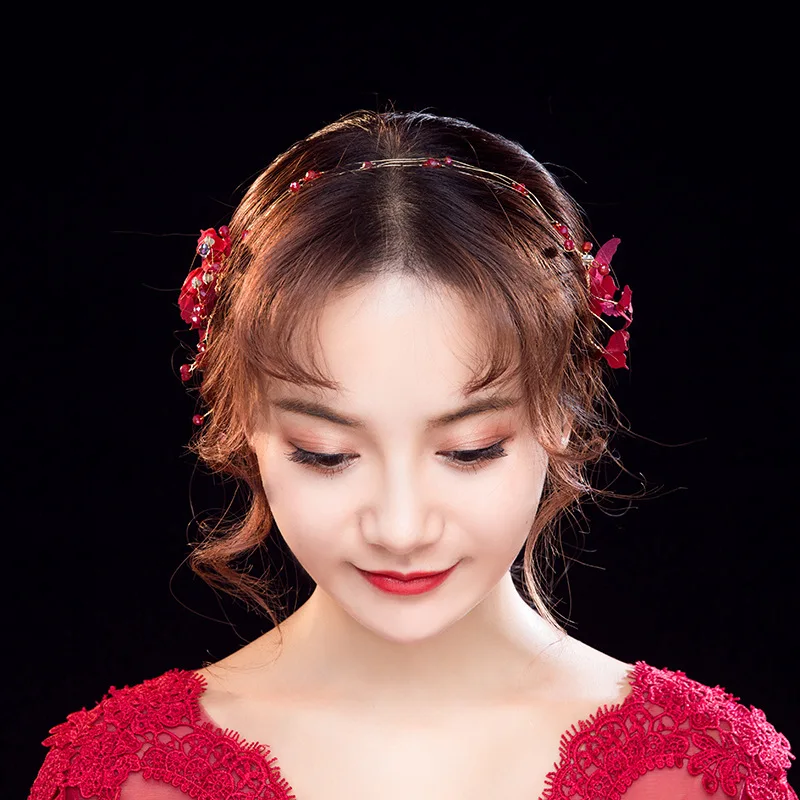 

13 Choices Hot Red White Flower Hairband Wedding Garland Fashion Jewelry Women's Accessories Wedding Hair Accessories