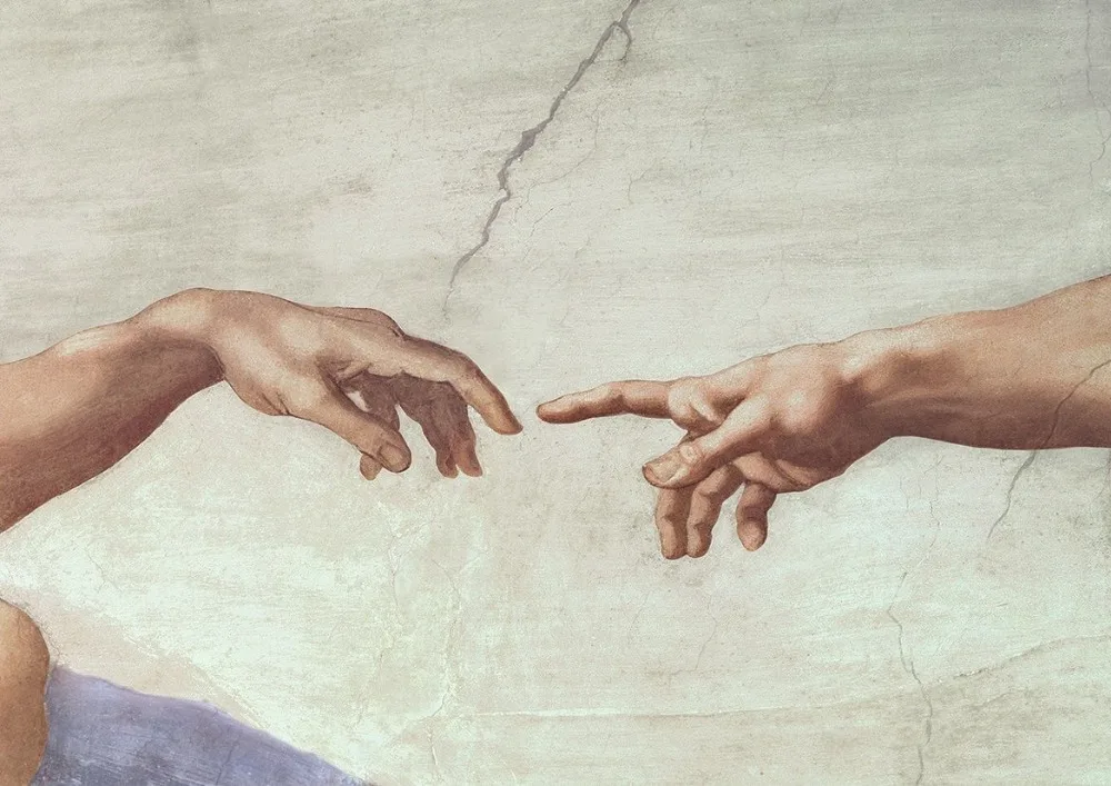 

Michelangelo: Hands of God and Adam SILK POSTER Decorative painting 24x36inch