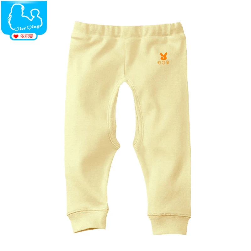 YiErYing Детские пижамные штаны, комплект из 2 предметов для маленьких мальчиков и девочек хлопок с открытой промежностью брюки чистый Цвет для отдыха штаны для новорожденных