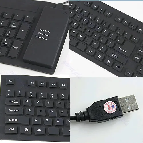 Новая Водонепроницаемая 109-Keys USB силиконовая резиновая гибкая складная клавиатура для ПК