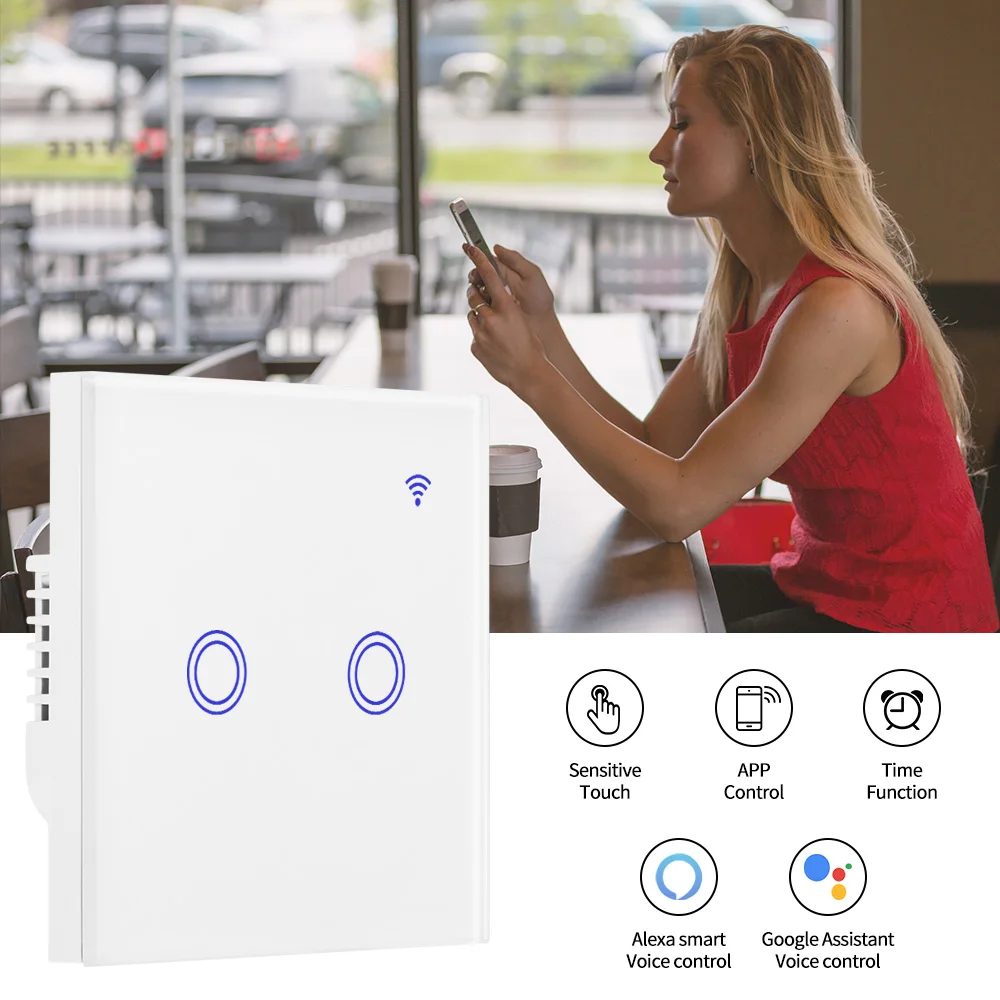 

Light Switch Voice Control Intelligent Light Touch Switch With Indicator Light APP Remote Control Switch