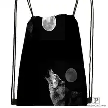 Custom wolf_moon_by_kyghost@ 02-походная сумка на шнурке милый рюкзак для детей(черная спинка) 31x40 см#180611-03-107