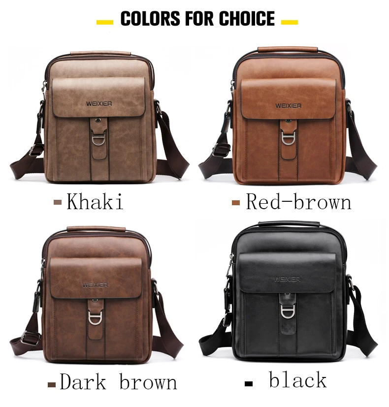 WEIXIER Messenger Bags PU Leather Men Designer High Quality New Fashion Shoulder Bag Casual Zipper Office Messenger Bags