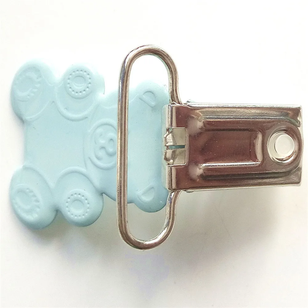 20pcs 25mm fashion free sample soft blue ted bear shape pacifier holder clips 2016 wholesale | Дом и сад