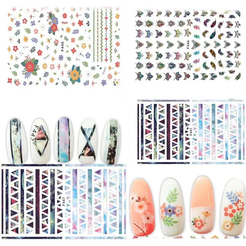 Nail Art Stickers Tips Decoration DIY 3D Nail Applique Patterned Nail