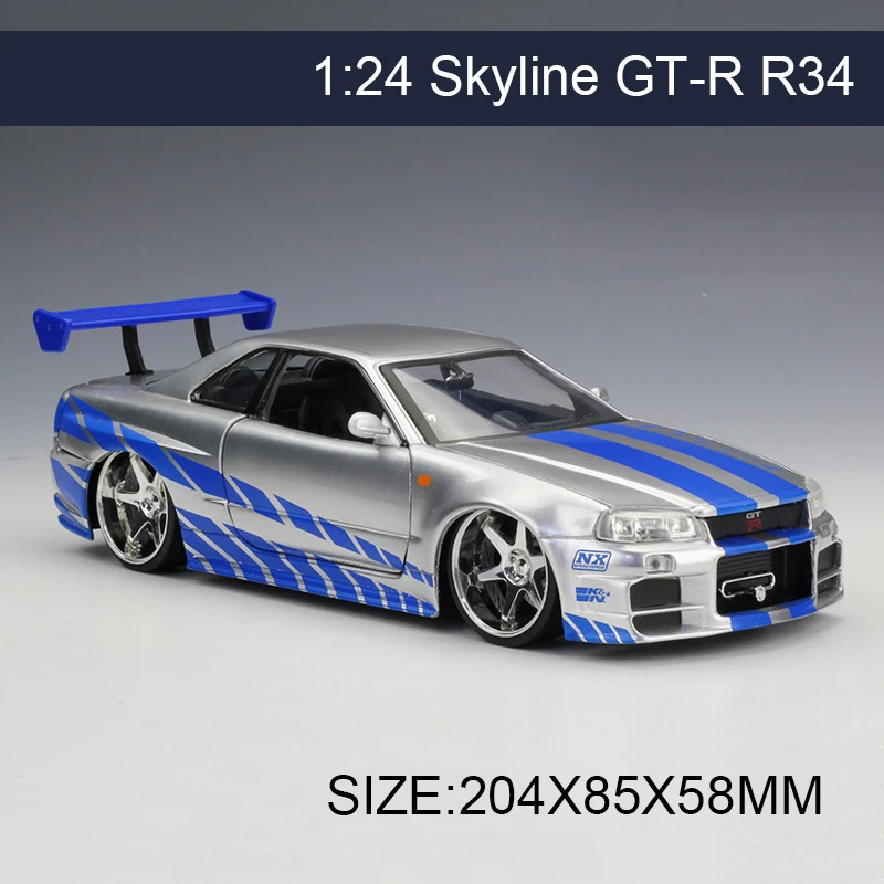 1:24 модель автомобиля Skyline GT-R GTR R34 металла играть коллекционных моделей