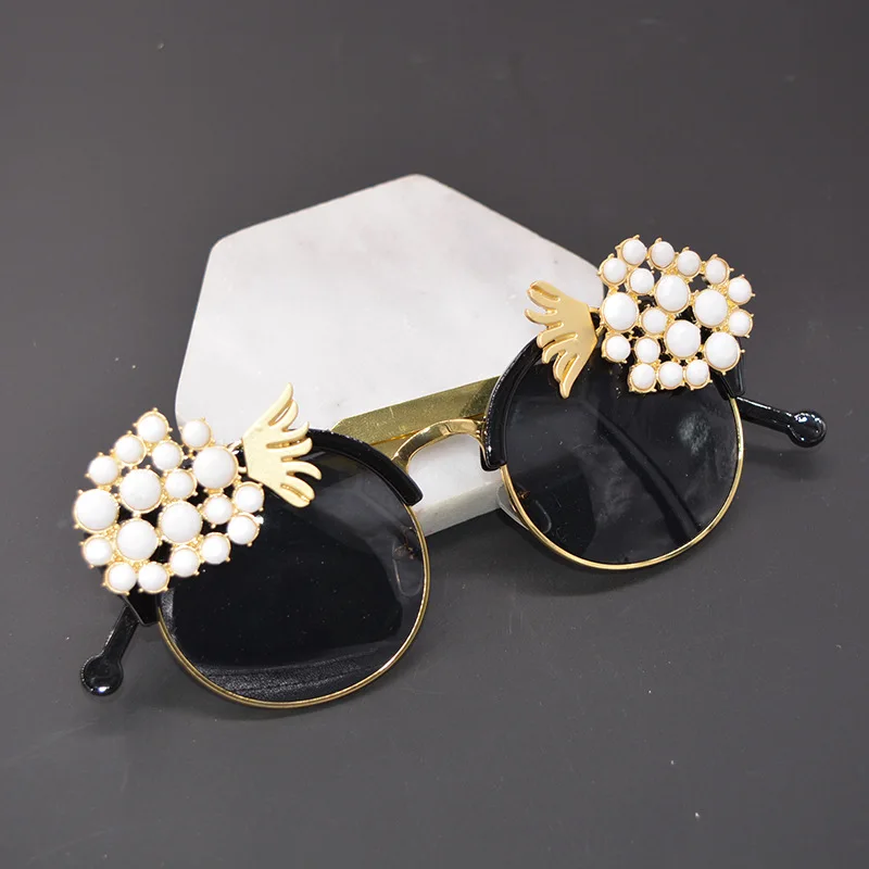 New Designer Handmade Vintage crystal Round sunglasses Crystal gems Luxury ladies Sunglasses
