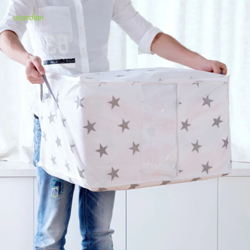 

OCARDIAN Clothes Blanket Foldable Storage Bag Non-woven Fabric Quilt Closet Sweater Organizer Box 1PC