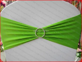 

Apple Green Single Layer Spandex/Lycra/Expand Band/Cover With One Row Round Diamond Buckle&Pin For Wedding Party Decorations