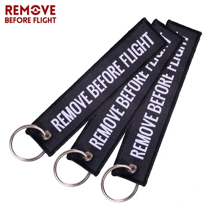 3 шт./лот Модные украшения remove Before Flight черный с белые буквы Плетеный брелок авиации подарки 5,12 ''* 1,10'' брелки для ключей - Цвет: 3 PCS