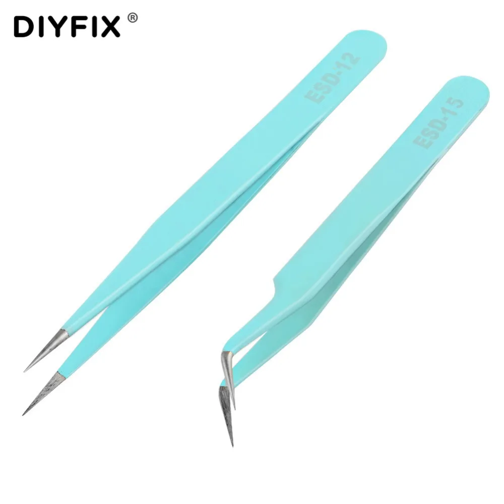 DIYFIX 2 шт. наращивание ресниц Пинцет прямой Изогнутый пинцет-плоскогубцы для дизайна ногтей ювелирные изделия DIY драгоценные камни декор набор для сбора ручных инструментов