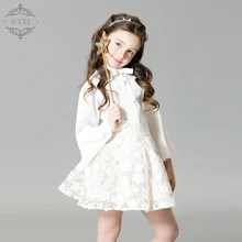 2016 Eyas Girl’s clothes Spring Autumn Long-sleeve Flare Sleeve Girl White Chiffon Shirt D6209