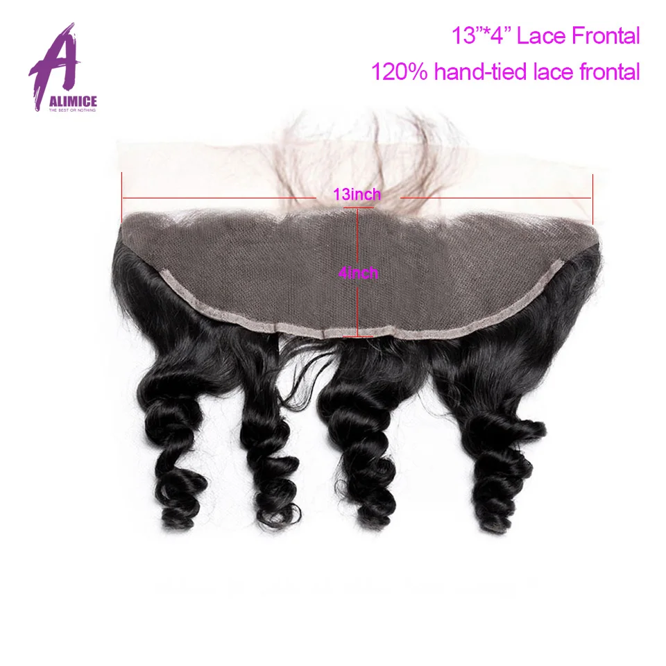 ALIMICE Malaysian Loose Wave Lace Frontal 13X4 Ear To Ear Pre Plucked Lace Frontal Closure Non Remy Human Hair Closure 10-24Inch (1)