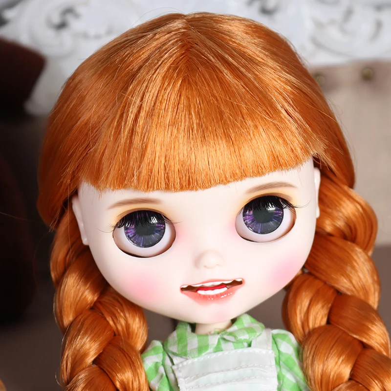 Raelynn - Premium Custom Neo Blythe Doll with Ginger Hair, White Skin & Matte Smiling Face 1