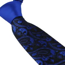 Coachella Галстуки Королевский синий Узел Контрастность темно-синий с синий Пейсли галстук жаккарда формальный галстук 8.5 см
