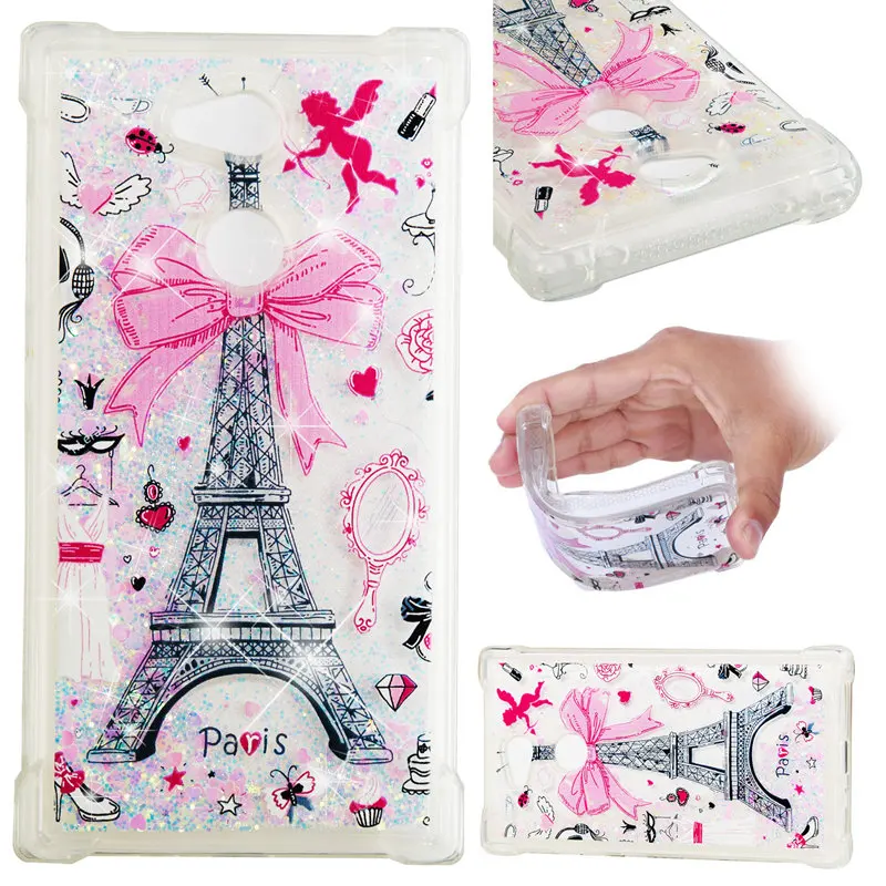 Glitter Dynamic Liquid Quicksand Soft TPU Case For Sony Xperia L2 XA1 XA2 XZ1 XZ Premium Back Cover Cartoon Phone Cases