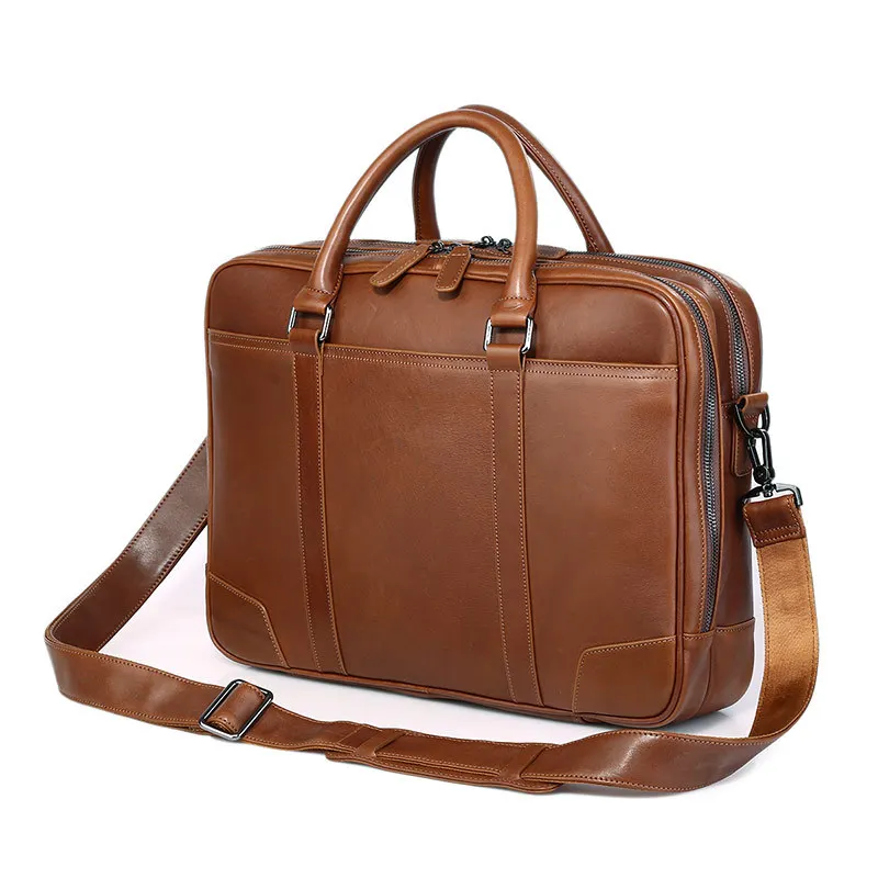 

Casual Cowhide Leather Briefcase Men Messenger Bag Business Genuine Leather Laptop Handbag Men's Briefcase Shoulder Travel Bag