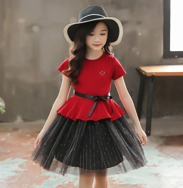 Летнее платье с короткими рукавами для девочек кружевные платья ...