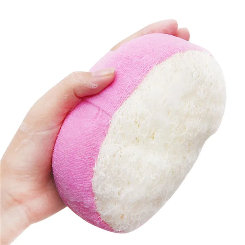 Pink Натуральный Luffa Loofa губка для душа скруббер Отшелушивающий коврик для мытья ванной комнаты Аксессуары для тела губка скруббер инструмент/C - Цвет: Pink
