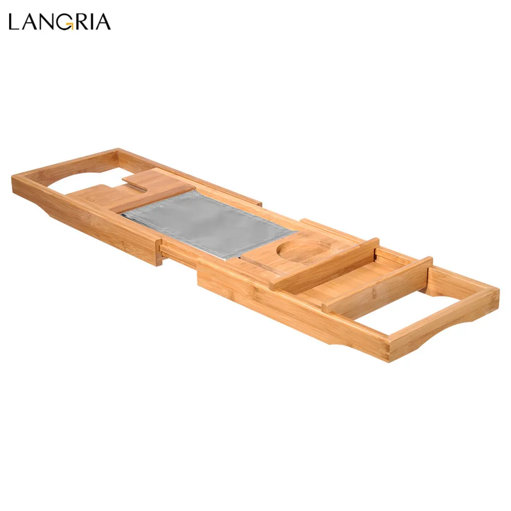 Бамбуковый поднос для ванны LANGRIA ручной работы полки Стойка хранения ванной|bathtub