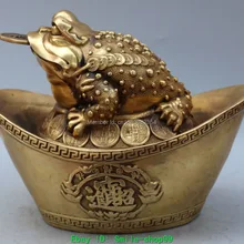 1" китайские бронзовые богатые деньги жаба Spittor Золотая Cicada Монета на статуе YuanBao