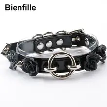 Колье ожерелье женское панк готический Цветок ручная работа 2 слоя прозрачное ПВХ ПУ кожаное ожерелье-ошейник 6 цветов