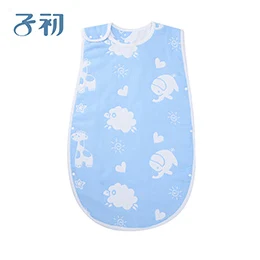 Хлопковая детская одежда для сна без рукавов для новорожденных банные халаты, одежда для сна Одежда для маленьких девочек - Цвет: Небесно-голубой