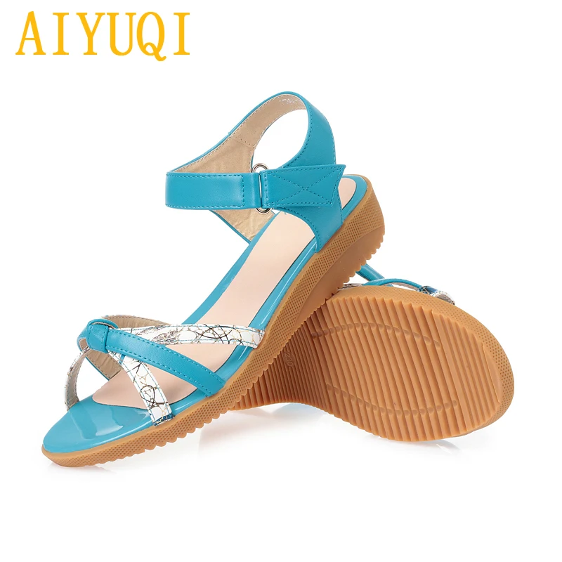

AIYUQI women's flat sandals 2019 summer new women's fashion fish mouth sandals, large size 41 42 43 Roman sandals women