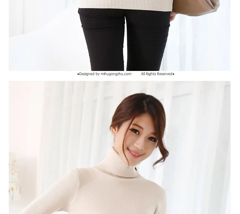 2017 women's slim medium-long turtleneck sweater thickening sweater knitting sweater pattern 23