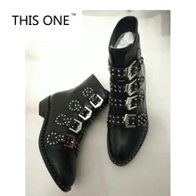 Fashion Luxury Brand Woman Buckle Strap Rivet Studs Leather/Short Plush Ankle Boots Women Spiked Chunky Heels Motorcycle Boots Fashion Luxury Brand Woman Buckle Strap Rivet Studs Leather/Short Plush Ankle Boots Women Spiked Chunky Heels Motorcycle Boots