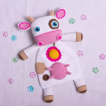 crochet toys rattle amigurumi cow ragdoll model number RA008 crochet toys rattle amigurumi cow ragdoll model number RA008