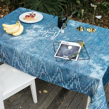

Modern Simple Geometric Pattern Linen/Cotton Blended Tea Table Cloth Fashion Camping Waterproof Square Rectangle Tablecloth