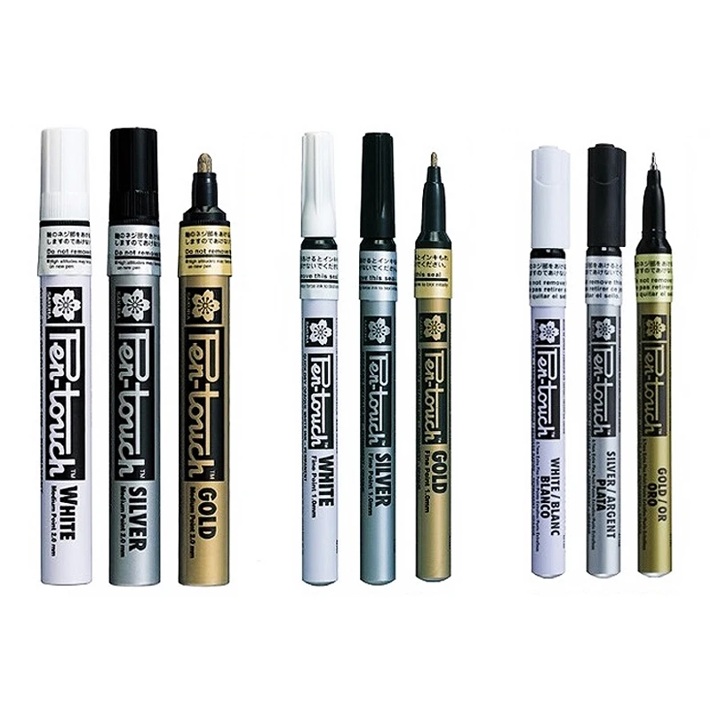

Sakura Calligraphy Pen Touch Paint Marker Pens Gold Silver White 0.7/1.0/2.0mm