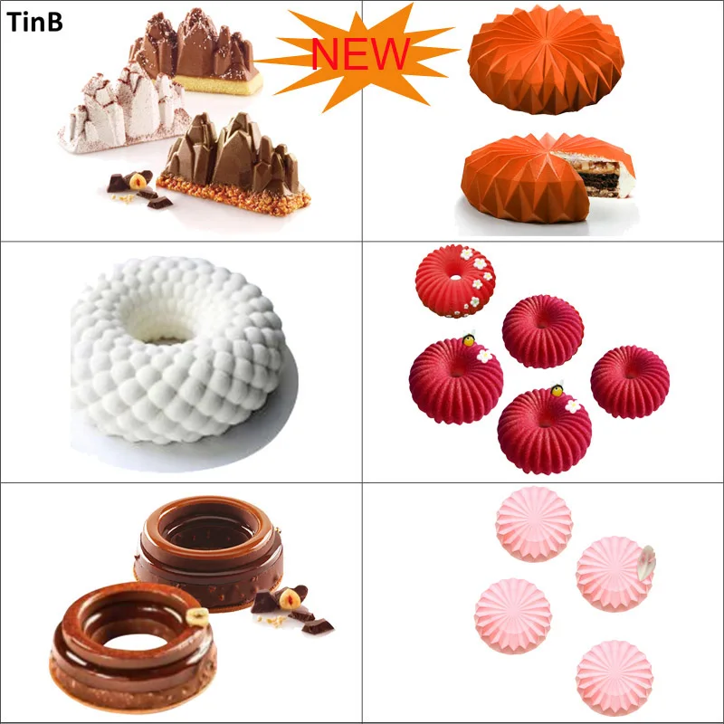 

Snow Mountain Christmas 3D Silicone Mold Cake Decorating Mold Origami Round Silicone Mould Chocolate Mousse Dessert Baking Pan