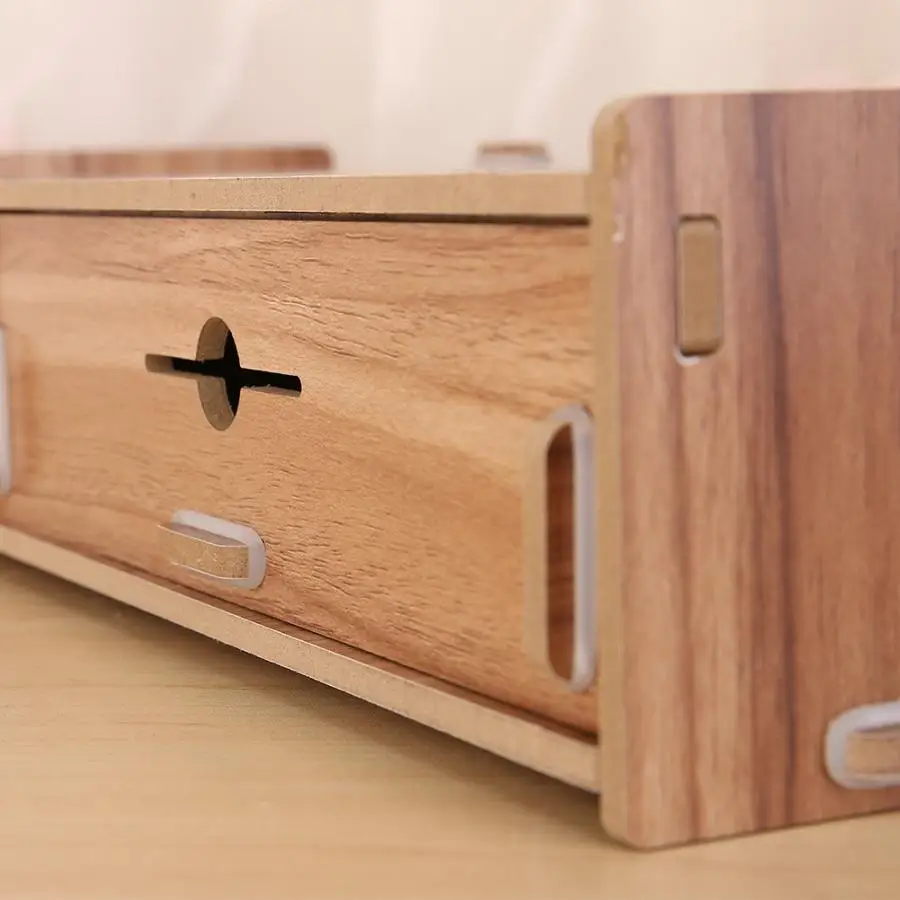 Деревянный компьютер монитор клавиатура-подставка Настольный Органайзер коробка для хранения с ящиком