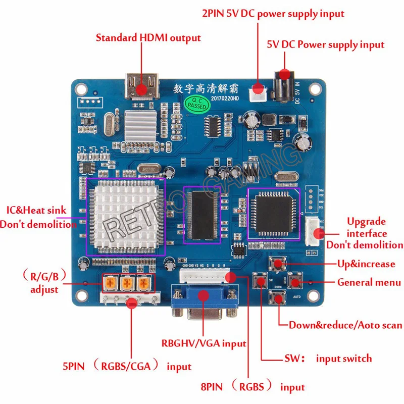 Новое поступление CGA к HDMI конвертер RGBS/CGA/EGA к HDMI плата преобразователя PCB для HD монитора аркадная игра машина