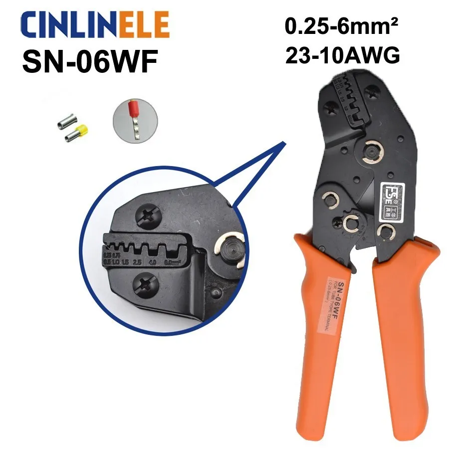 

Free Shipping SN-06WF 0.25-6.0mm 23-10AWG Mini Type Self Adjustable Crimping Hand Pliers Electrical Wire Terminals Crimper Tools