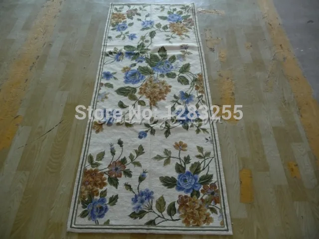 

Hand-made Floral Edge For Large Needle Point Carpet Hand-stitched Wool Needle Point Carpet Knitted Antique Wool Rug Carpet