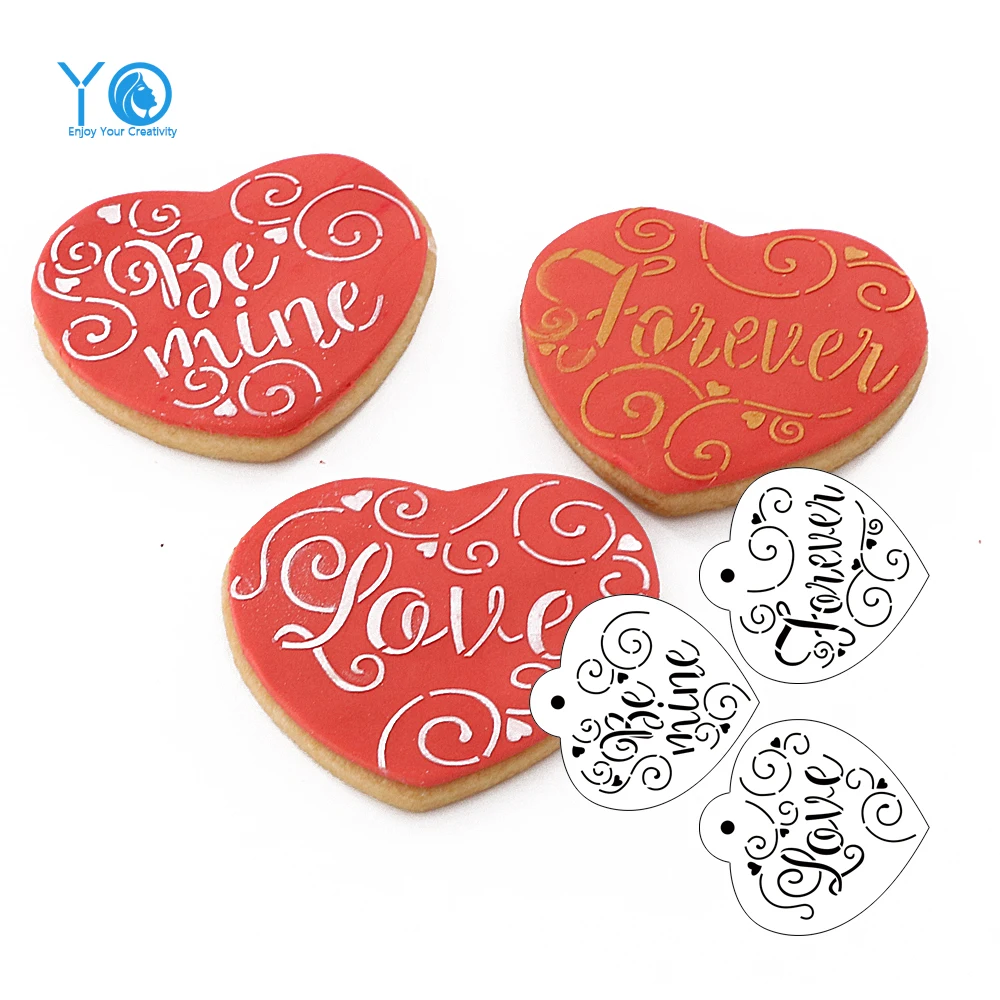 Buy 4pcs/Lot(3pcs Cookie Stencil and 1pcs Cookies