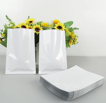 

12.8 Qi 100Pcs/Lot Size:12x18cm New Heat Seal Aluminum Foil Bags White Color Plain Pocket Mylar Vacuum Bags for Food Storage
