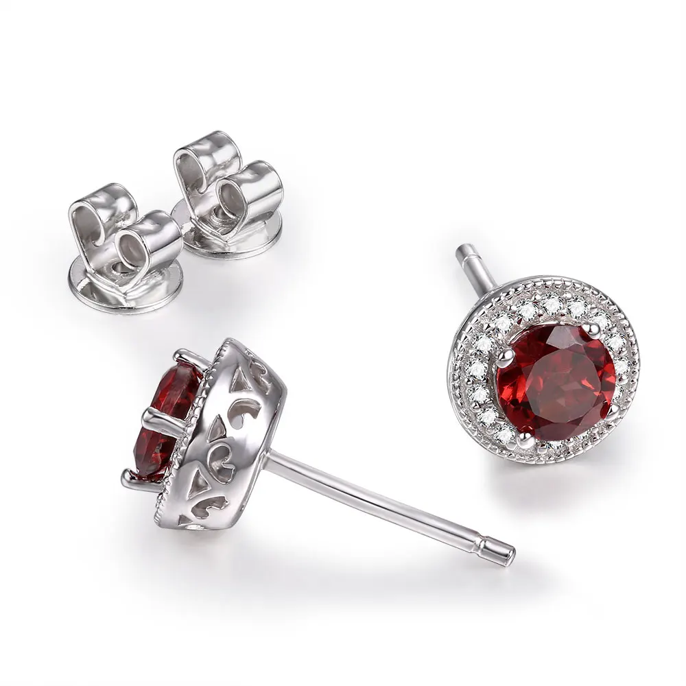 Double R натуральный гранат серьги 925 стерлинговое серебро для женщин гвоздики