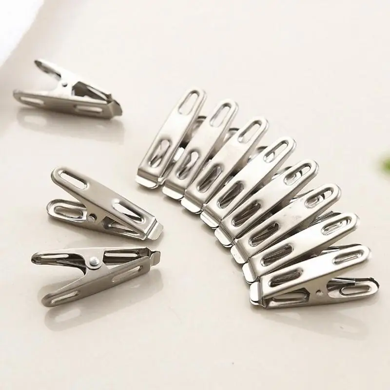 

20pcs Laundry Hanging Dry Clothes Metal Clips Pins Clamps Stainless Steel Clothes Pegs Hanging Clips Washing Towel Holder Hanger